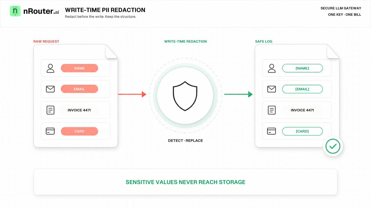 Write-Time PII Redaction in LLM Logs, Without Losing Debug Detail