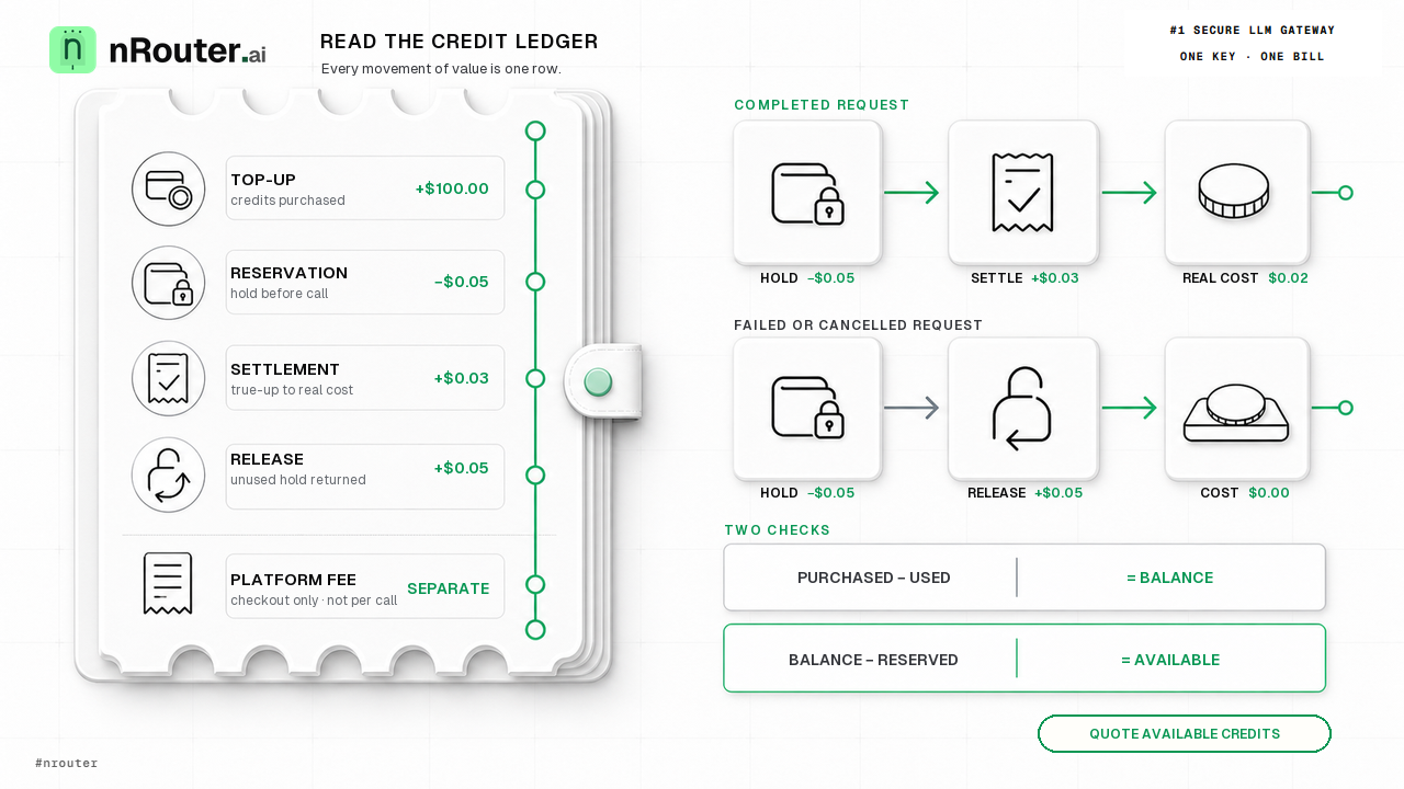 Read an LLM Credit Ledger: Top-Ups, Holds, Settlements